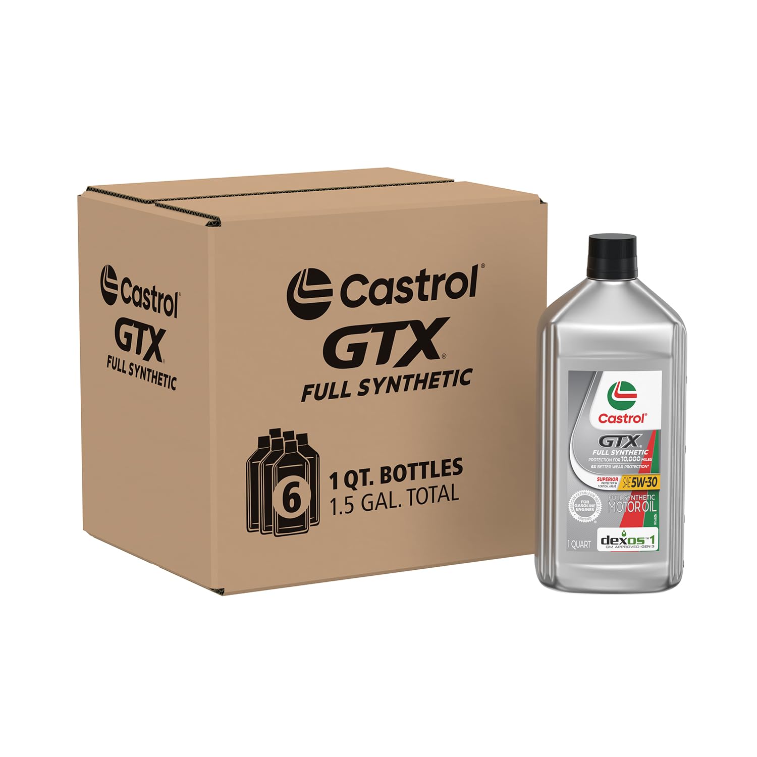 Castrol GTX Full Synthetic 5W-30 Motor Oil, 1 Quart, Pack of 6