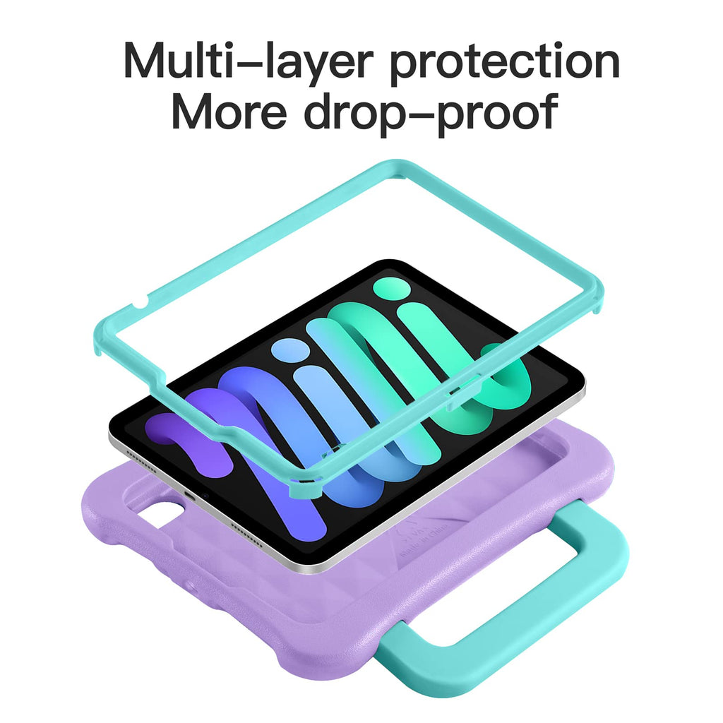 Kids Case for iPad mini 7 (A17 Pro) 2024 /iPad Mini6 2021, Light Weight Heavy Duty/Shockproof/Drop Proof with Handle/Kickstand, Child Friendly Cover for iPad mini 7th/6th Gen 8.3inch (red)