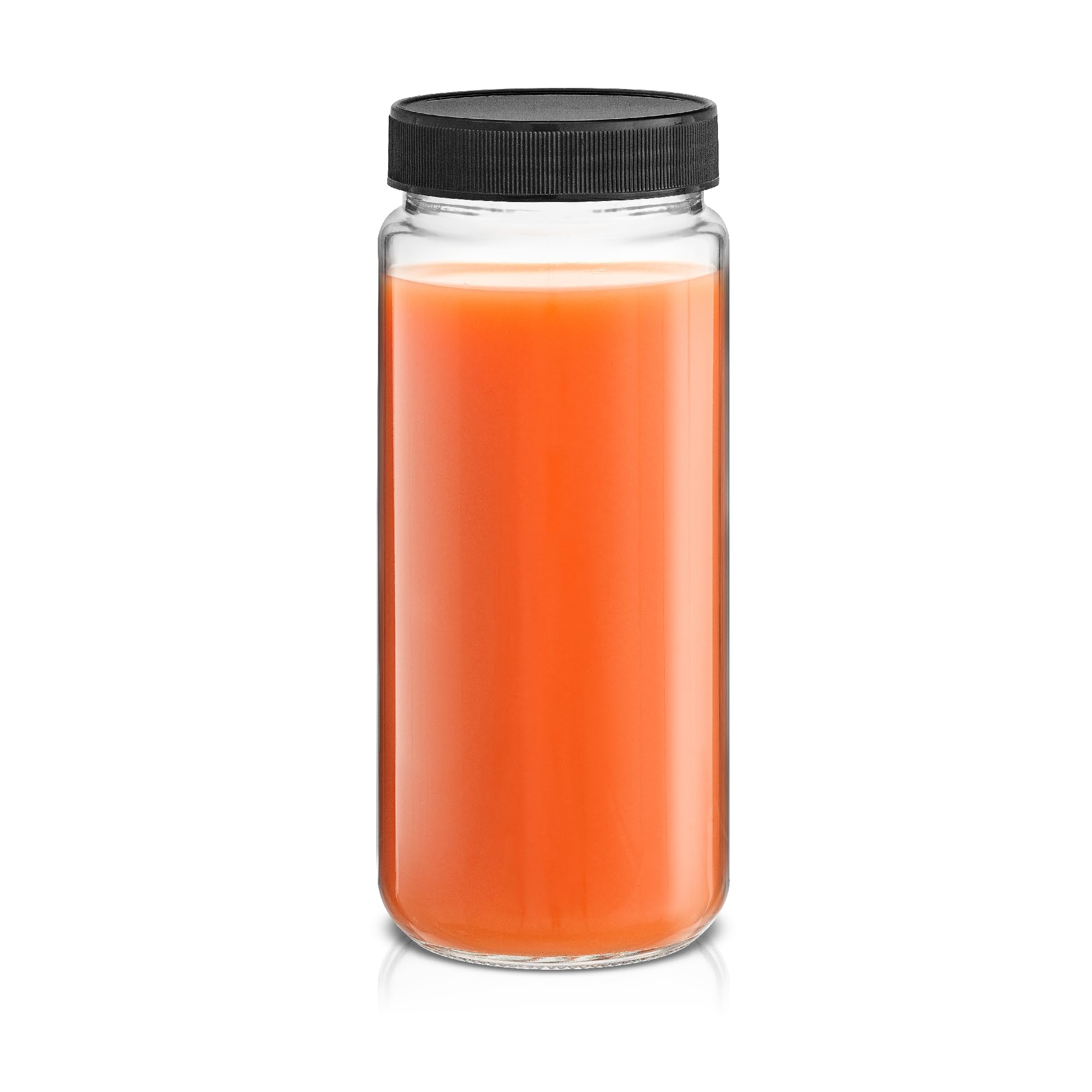 JoyJolt Glass Juice Bottles, 16 oz Glass Bottles with Caps. Set of 8 Juice Containers with Lids for Fridge, and Labels for Juice Jars. Glasses for Juice, Cold Brew Bottles, Smoothie Jars