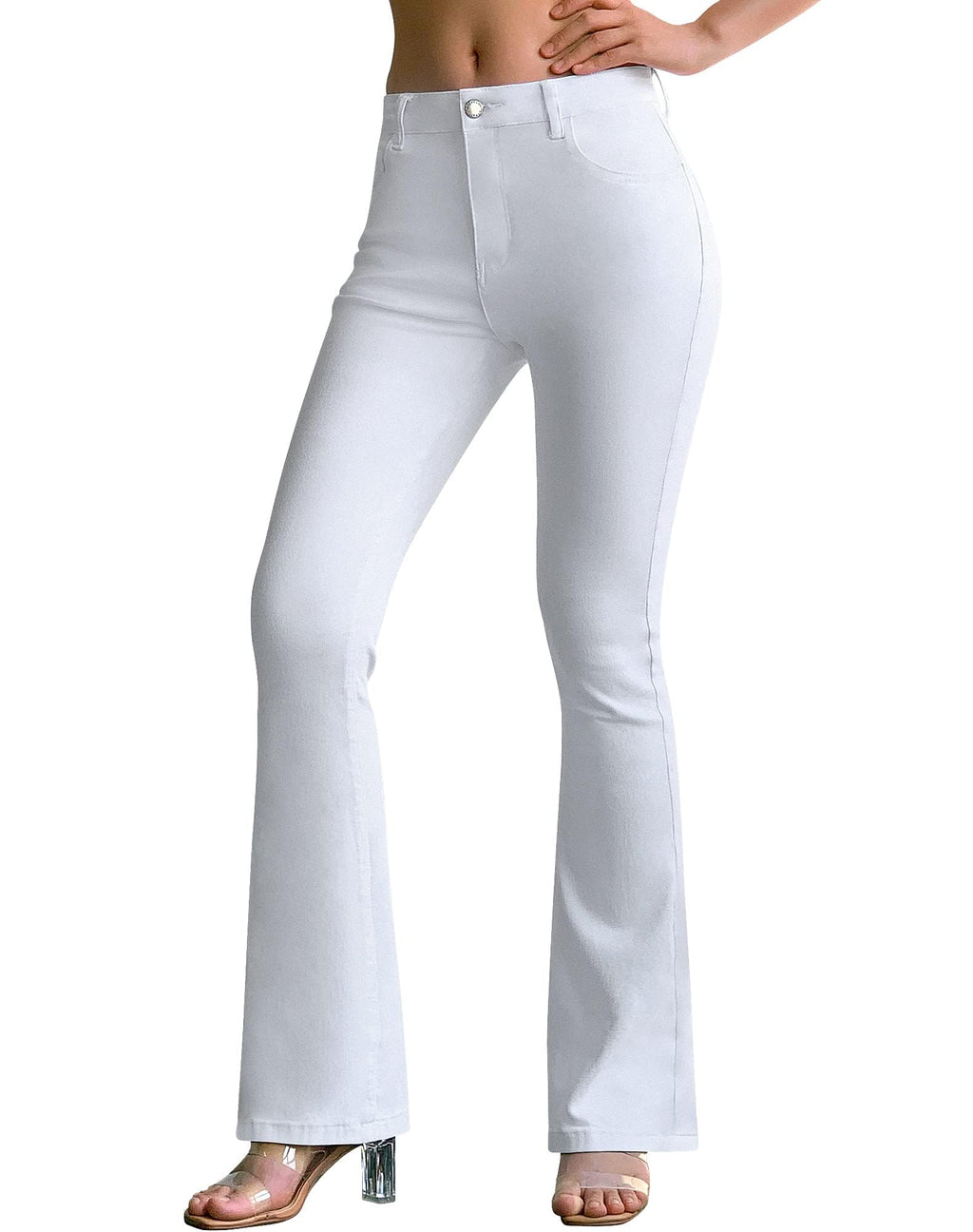 roswear Women's Trendy Stretchy Flare Jeans Mid Rise Bootcut Curvy Denim Pants