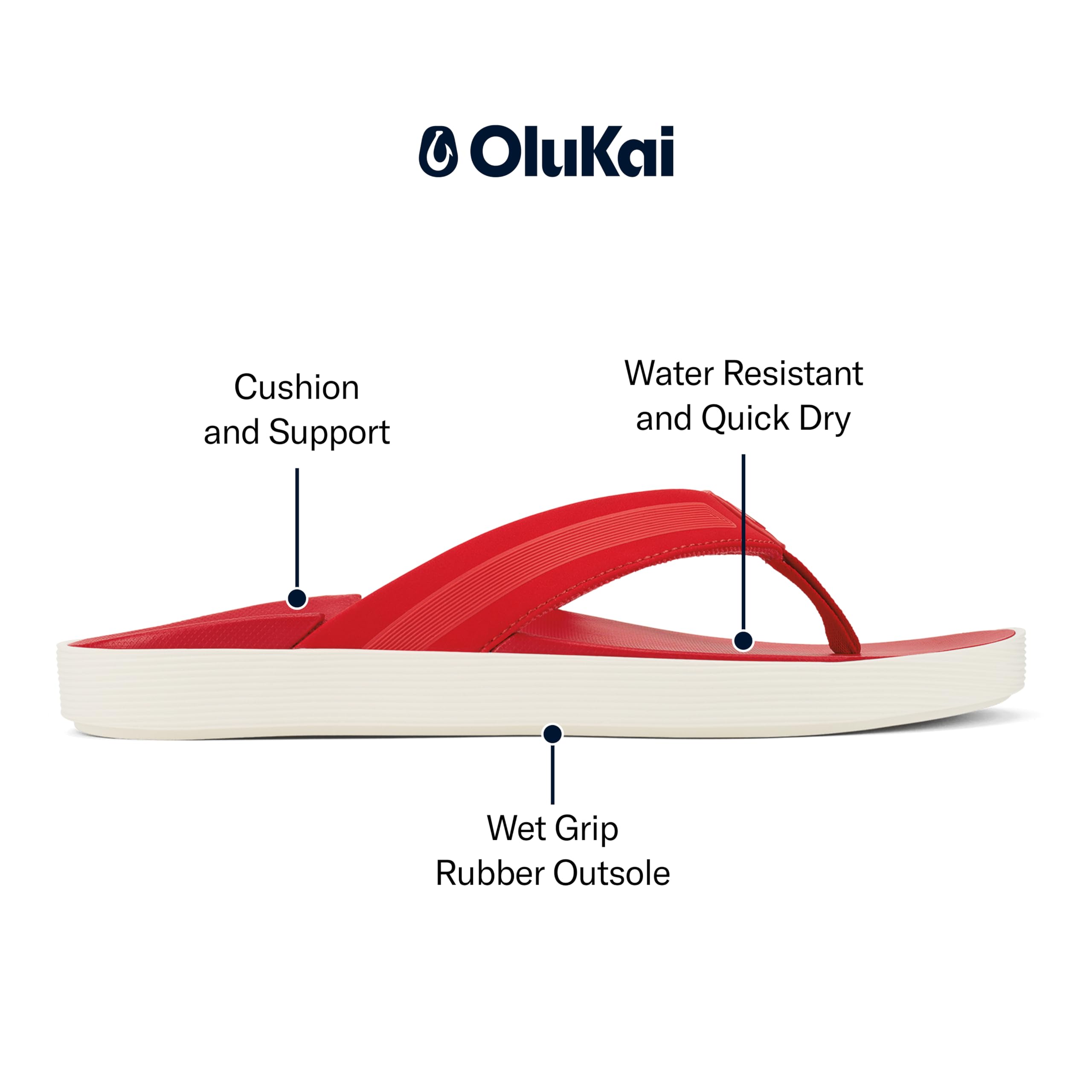 OluKai Leeward Men's Beach Sandals, Quick-Dry Flip Flop Slides, Water Friendly Versatility & Wet Grip Traction, Comfort Fit & Arch Support