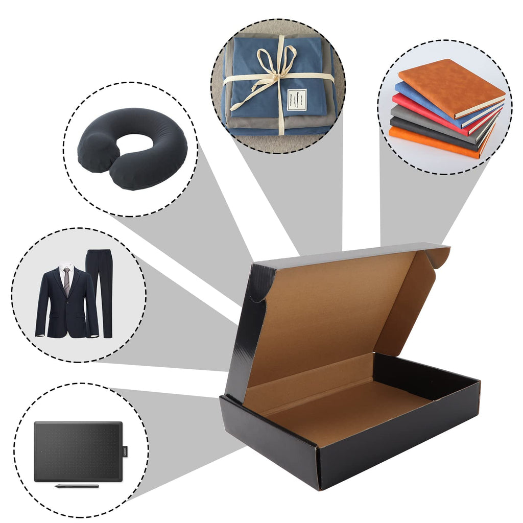 EXYGLO 40 Pack 6x4x3 Shipping Boxes, Black Corrugated Cardboard Boxes for Packaging Small Business, Moving, Shipping, Mailing, and Storing