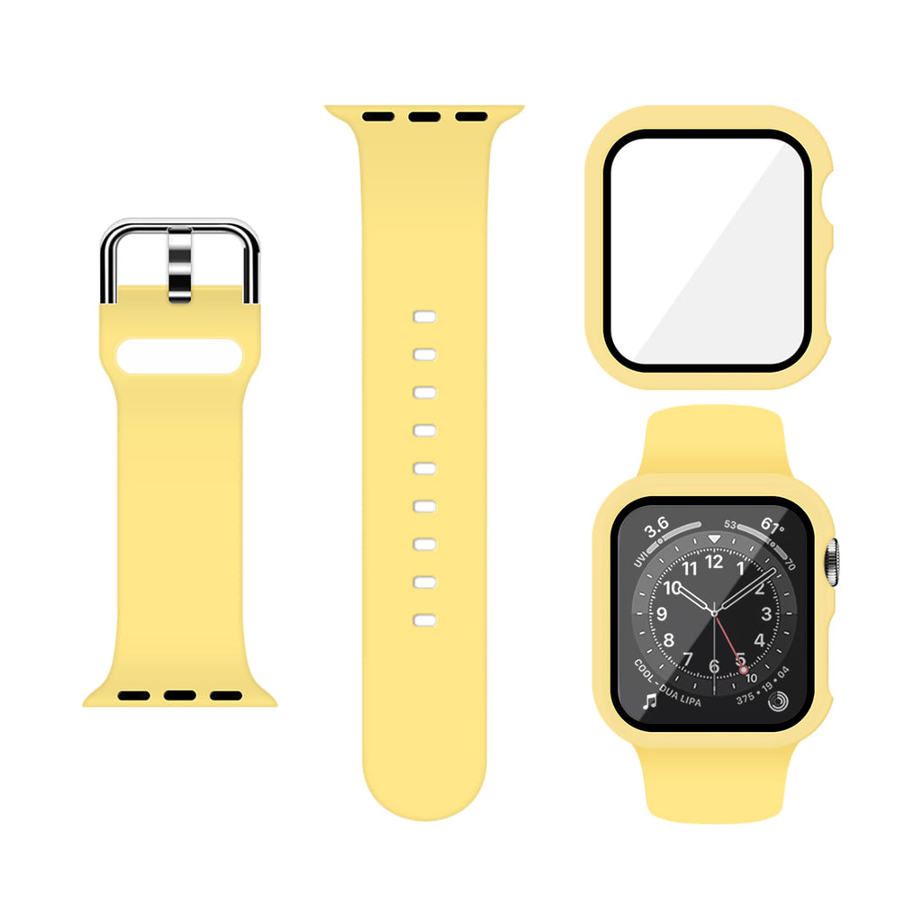 Silicone Sport Band and PC Case with Screen Protector for Apple Watch
