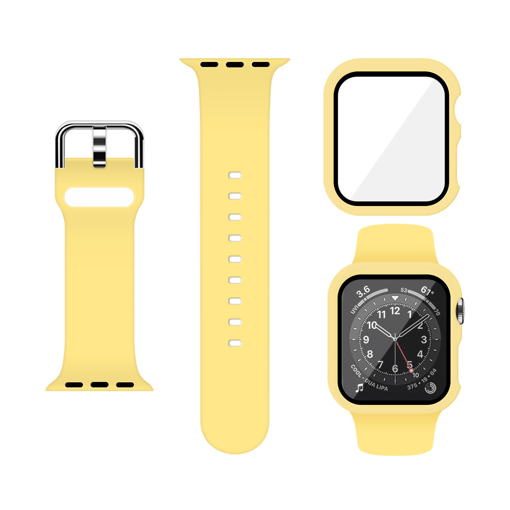 Silicone Sport Band and PC Case with Screen Protector for Apple Watch