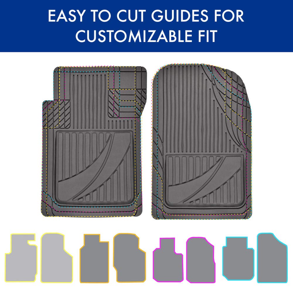 Motor Trend FlexTough™ Heavy Duty Rubber Black Car Floor Mats All Weather & Jumbo SUV Cargo Liner Full Set - Universal Trim to Fit Automotive Floor Mats & Trunk Mats for Cars Interior Accessories