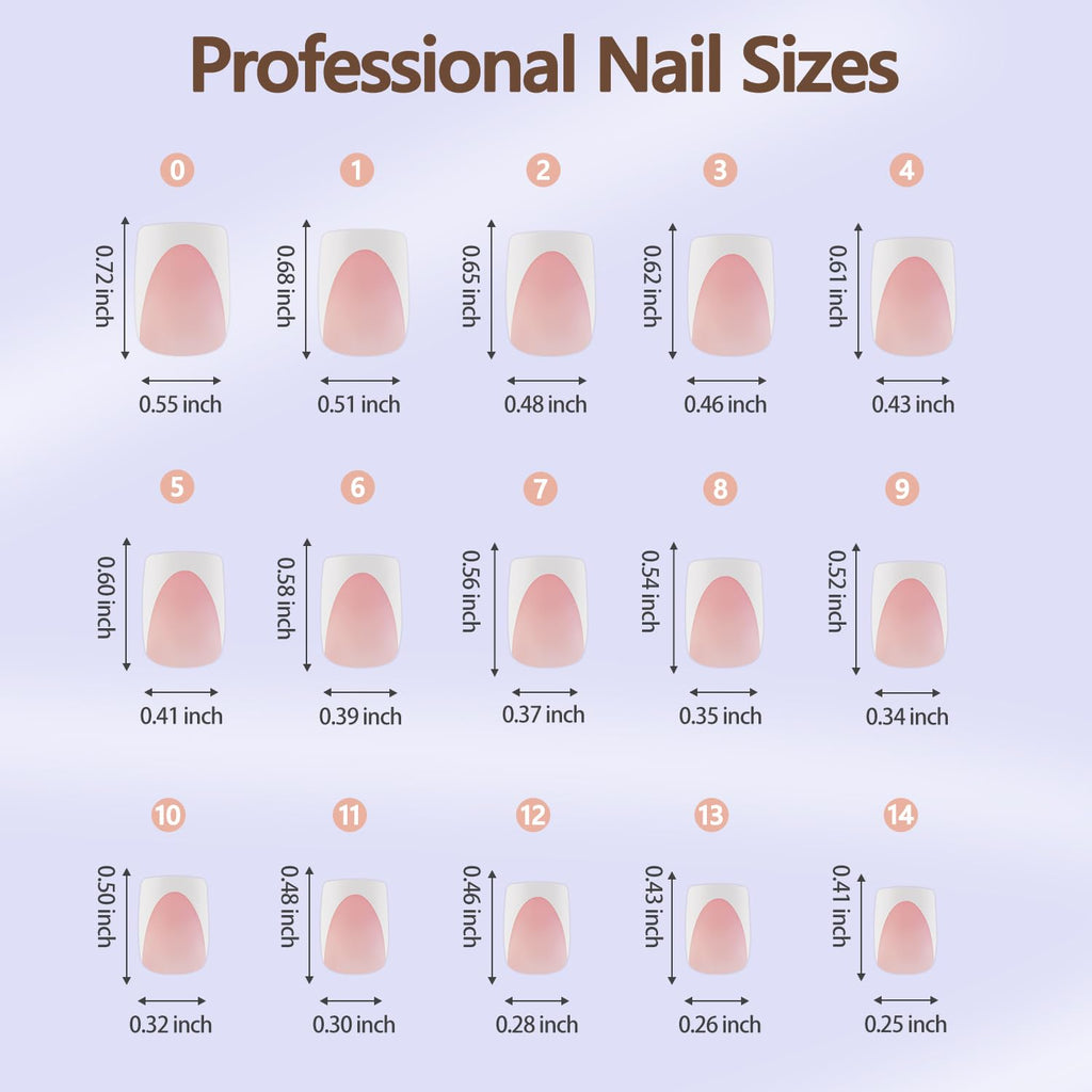 Misssix XBASICTIPS French Tip Press On Nails, 300Pcs French Gel Nail Tips Long Square, Soft Gel Pre-shaped No Need to File 3 in 1 Tips, Fake Nails for Nail Art DIY Extension Designs 15 Sizes