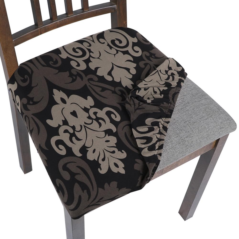 SearchI Seat Covers for Dining Room Chairs Stretch Printed Chair Seat Covers Set of 2, Removable Washable Upholstered Chair Seat Protector Cushion Slipcovers for Kitchen, Office(Ball Flower)