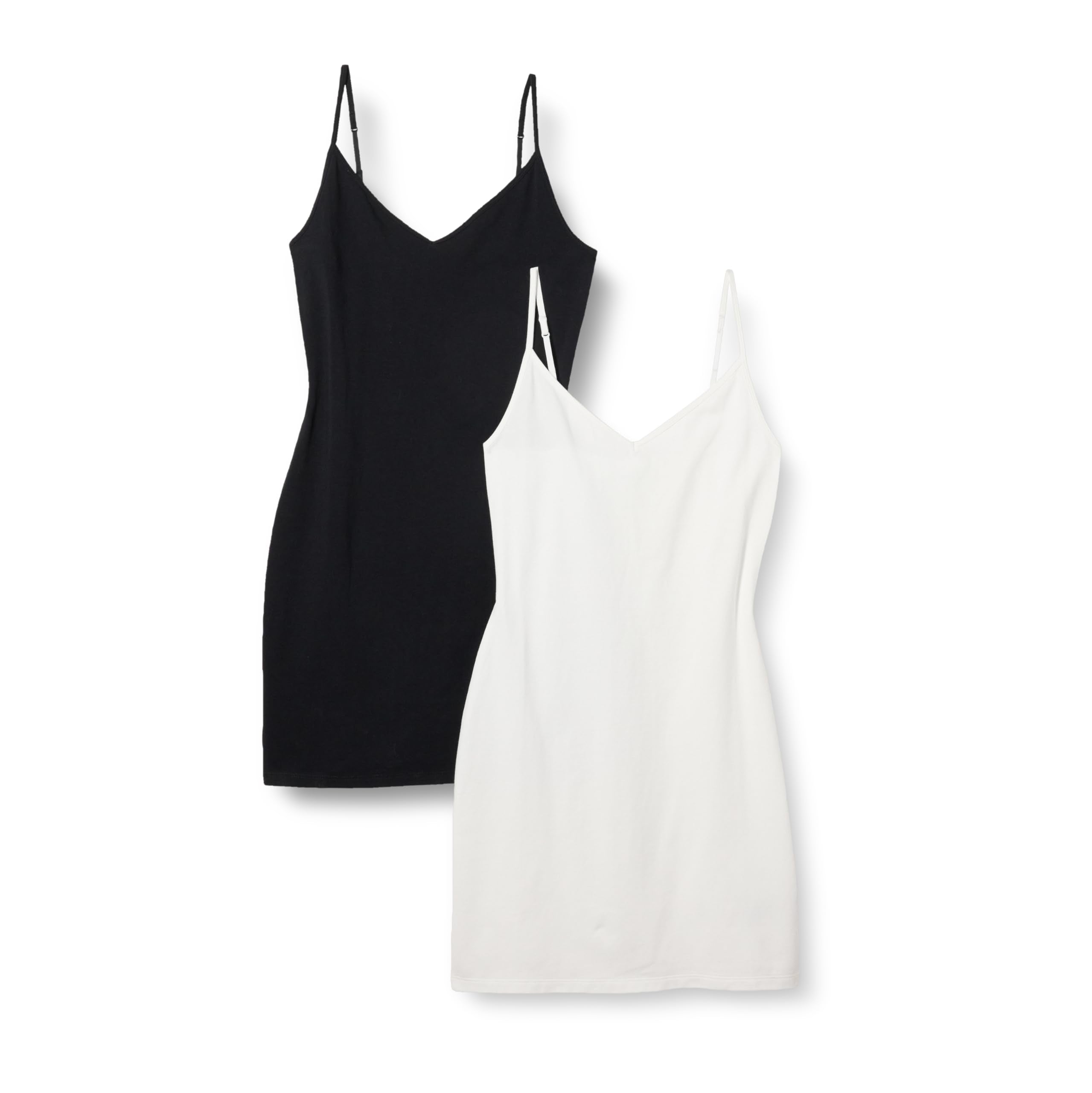 Amazon Essentials Women's Slim Fit Cotton Layering Slip Dress, Pack of 2