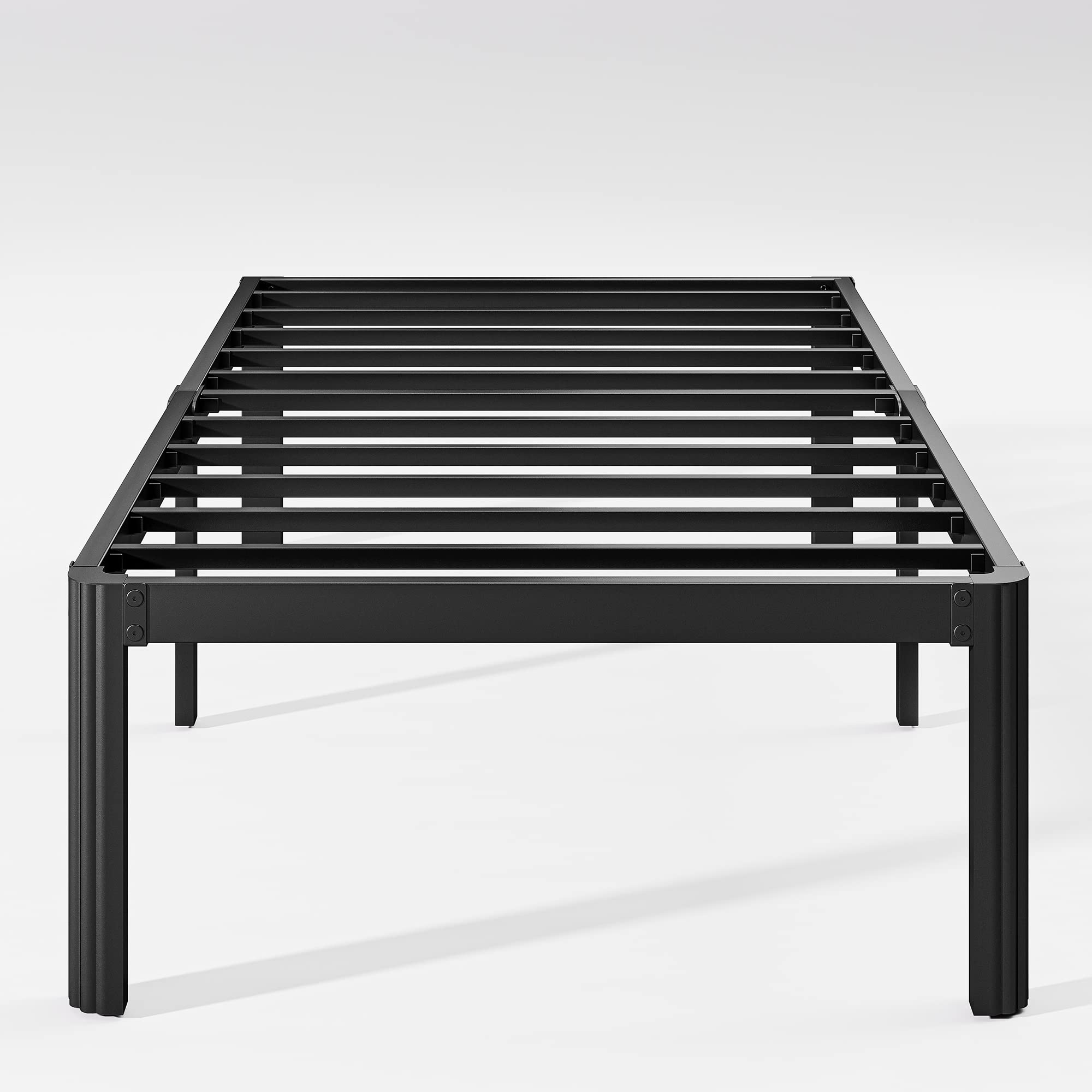 Hunlostten 16" Heavy Duty Twin Bed Frame No Box Spring Needed, Metal Platform Bed Frame Twin with Round Corners, Easy Assembly, Noise Free, Black