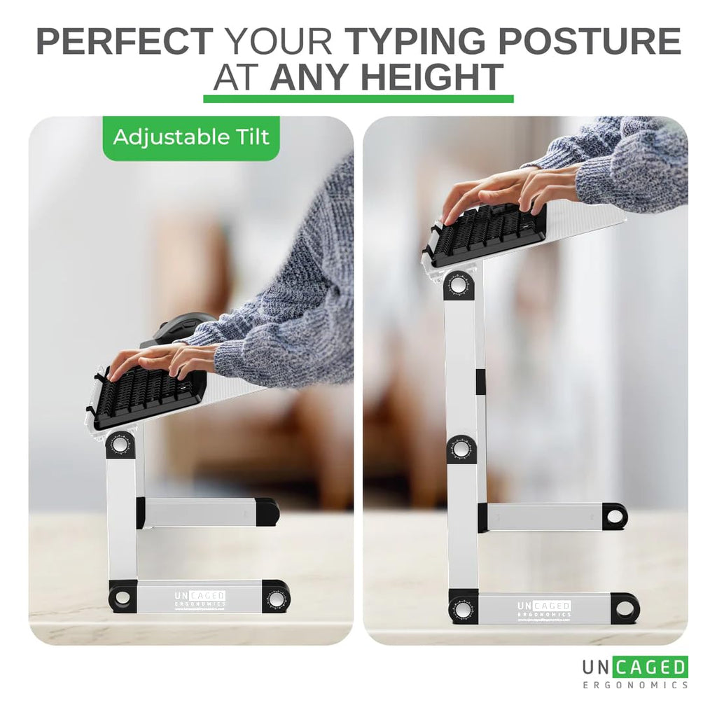 Uncaged Ergonomics WorkEZ Adjustable Computer Keyboard Stand for Desk, Keyboard & Mouse Riser, Ergonomic Portable Stand for Desktop, Computer Keypad Riser for Desk