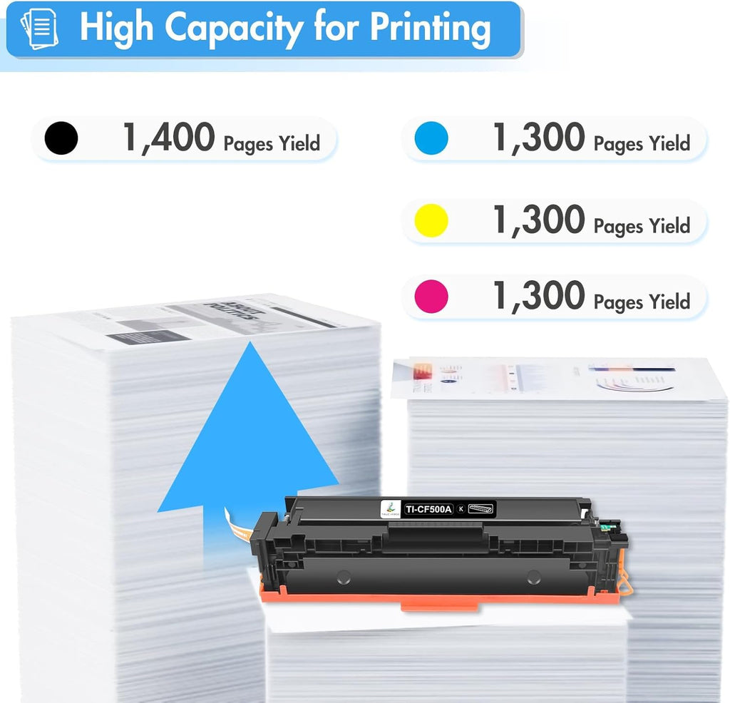 TRUE IMAGE Compatible Toner Cartridge Replacement for HP 202A CF500A 202X M281fdw HP Color Pro MFP M281fdw M281cdw M254dw M281fdn M254 M281 202 Toner Printer (Black Cyan Yellow Magenta, 4-Pack)