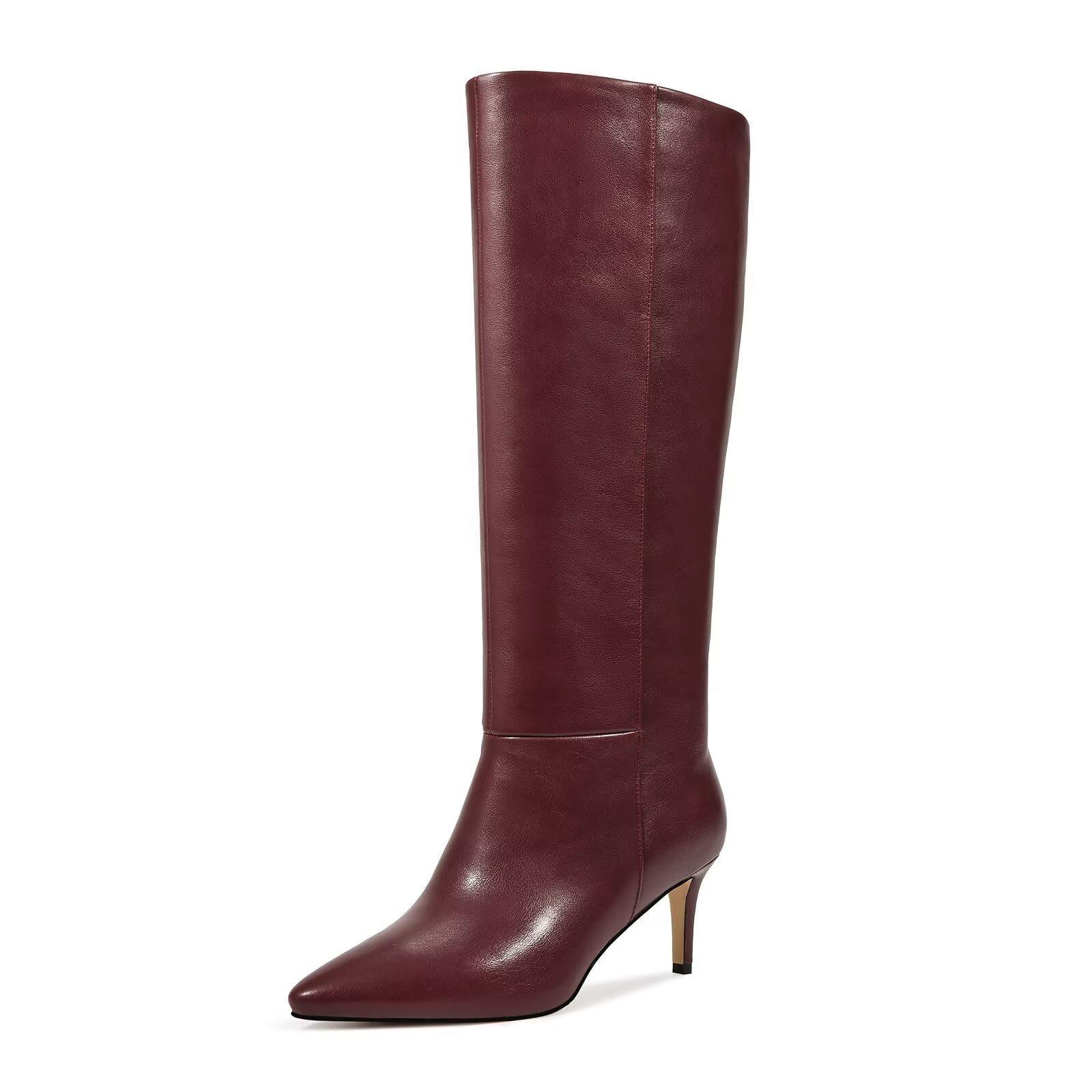 wetkiss Knee High Boots for Women - Pointed Toe Kitten Heel & Crocodile, Side Full Zipper for Easy Wear, All-Day Comfort Boots for Work, Party and Daily Chic Style
