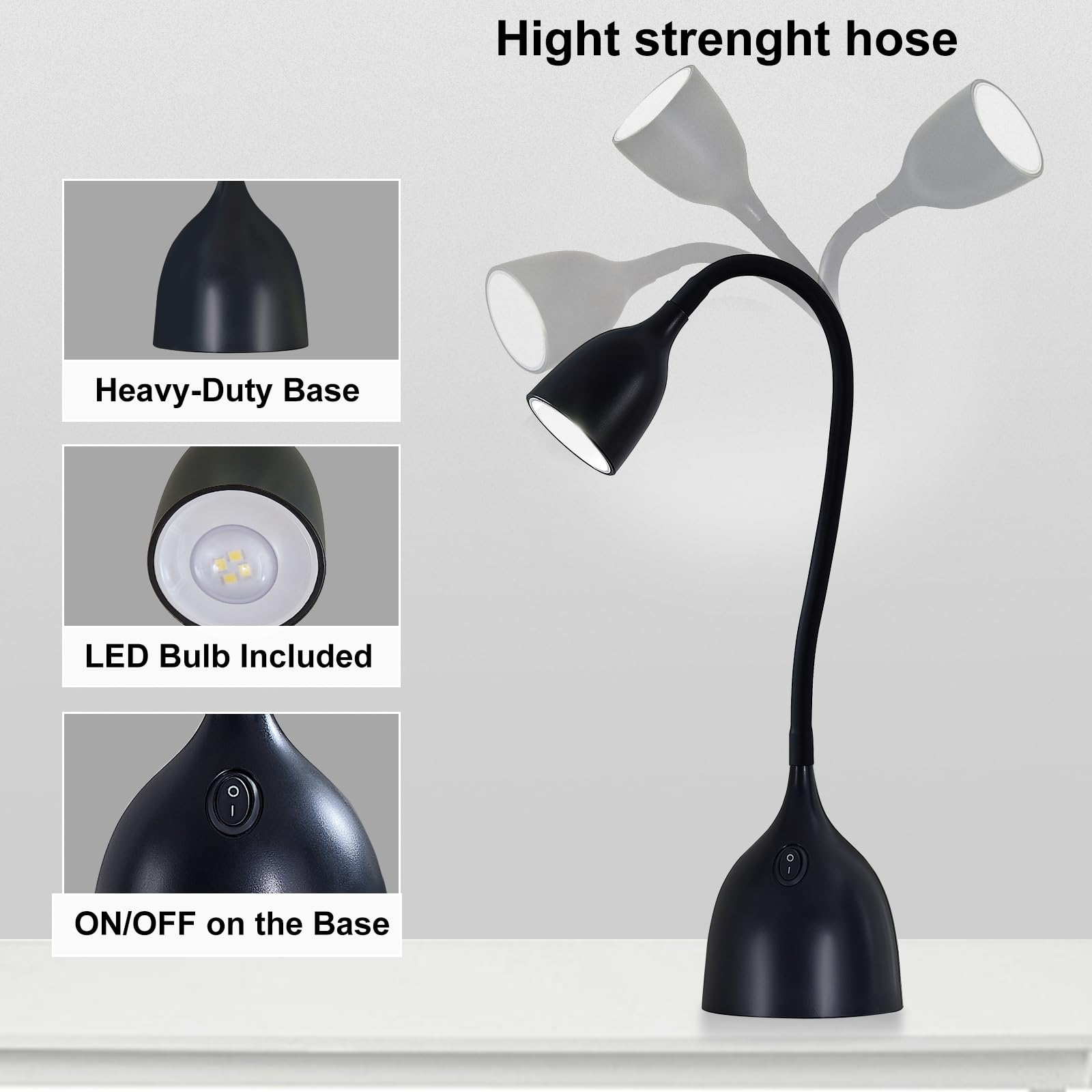 EJIAXIN Gooseneck Desk Lamp 360° LED Flexible Reading Light Small Desk Lamps for Small Spaces Home Office Bedroom College Dorm Desk Bookshelf Nightstand Table Lamp (Purple)