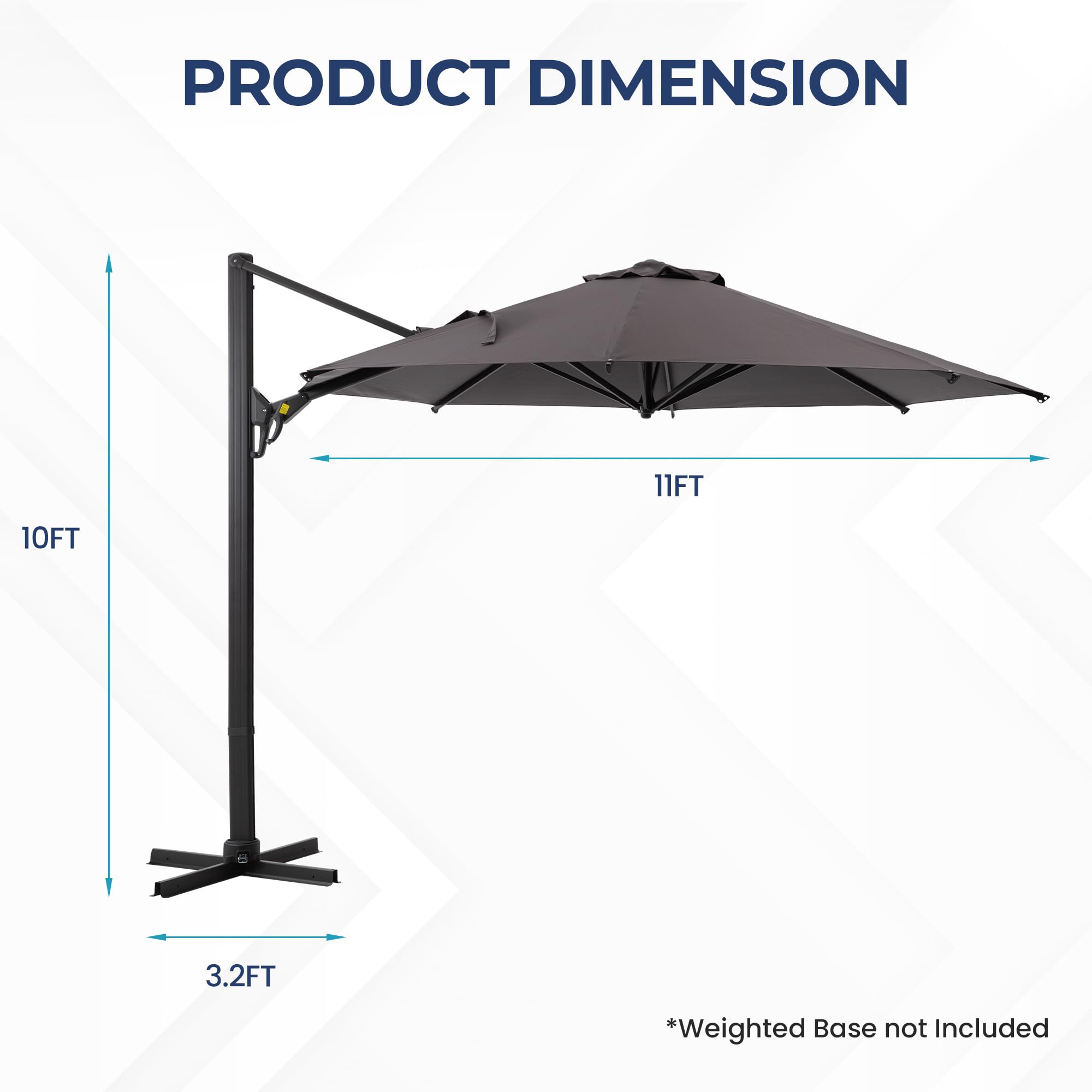 SUNVIVI OUTDOOR Outdoor Patio Umbrella, Patio Umbrella, Market Umbrella, Large Outdoor Umbrella, Metal Pole Umbrella with Push Button Tilt and Crank, Polyester Canopy