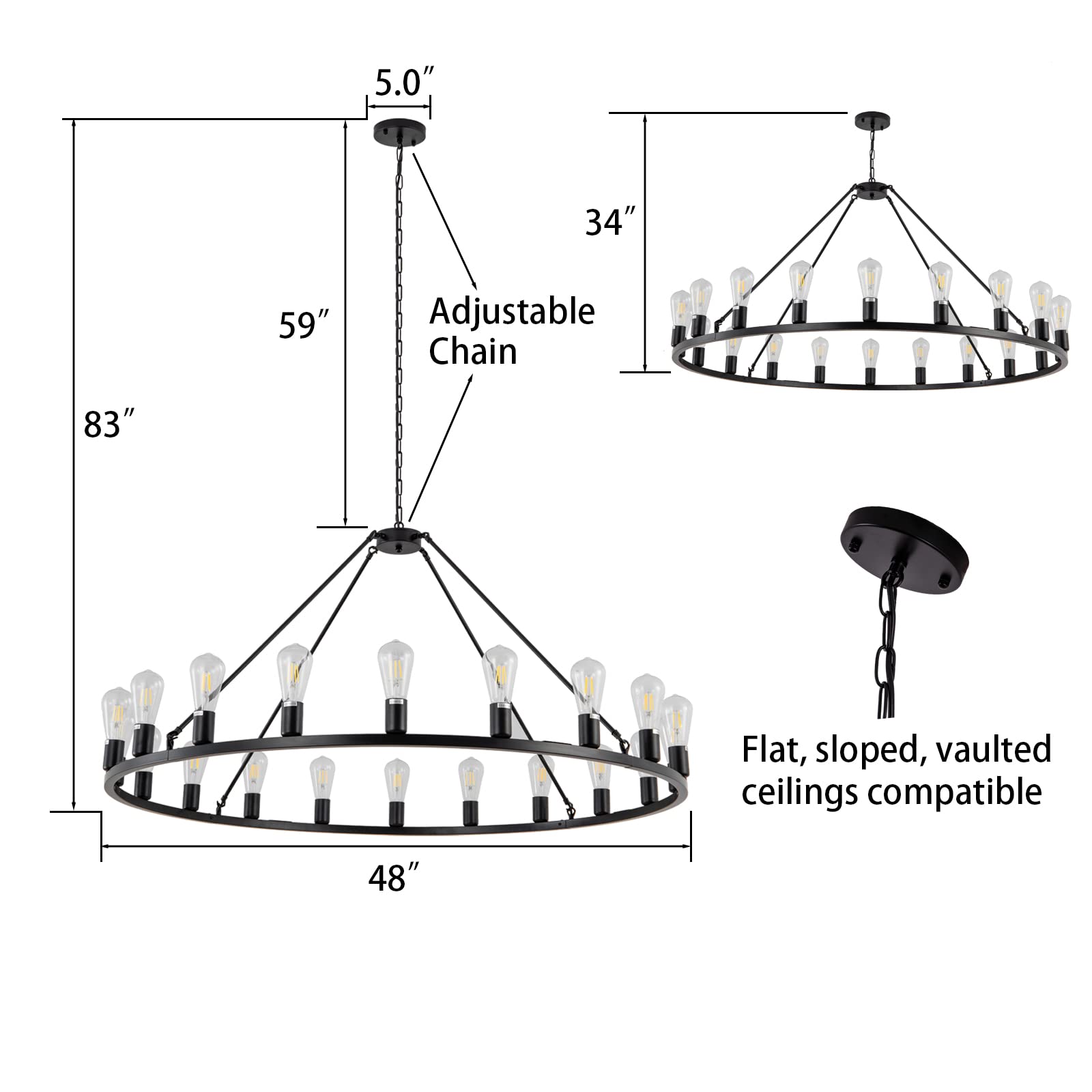 Lanhall 6-Light Modern Dining Room Light Fixture Brushed Nickel Kitchen Chandelier Ceiling Hanging Pendant Lighting with Glass Shade for Living Room Bedroom Entryway Adjustable Height Metal E26