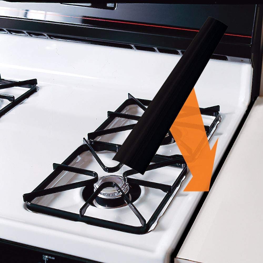 FLSEPAMB Silicone Stove Gap Covers, 2 Pack Heat Resistant Oven Gap Filler Seals Gaps with Anti-Slip Mirror Base, Stain Resistant Stove Counter Gap Cover Silicone Strips Between Stovetop and Counter