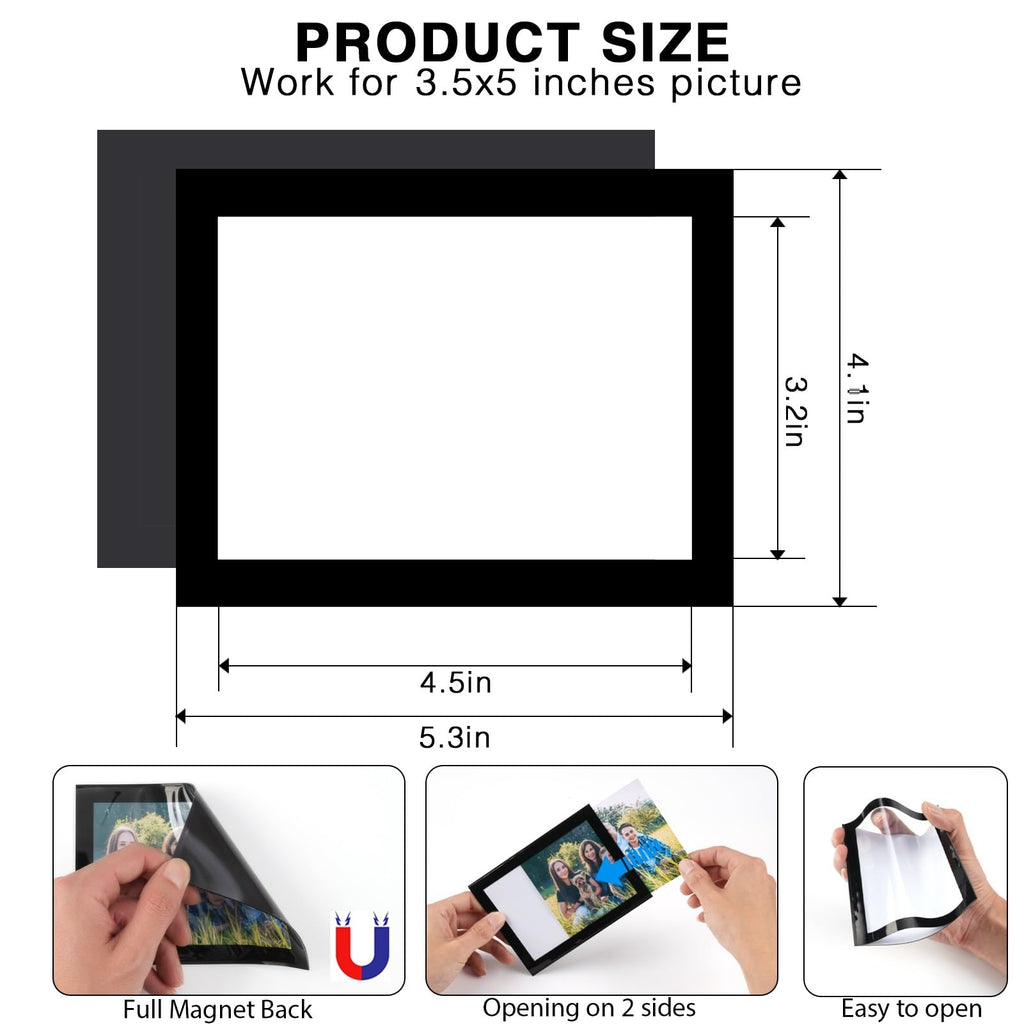 STTMGN Magnetic Picture Frames with Black Border(2.5"X3.5",12 Pack),Mini Wallet Size Magnet Photo Sleeves Pockets/Holder,Decorations for Home/Office/School/Classroom/Party