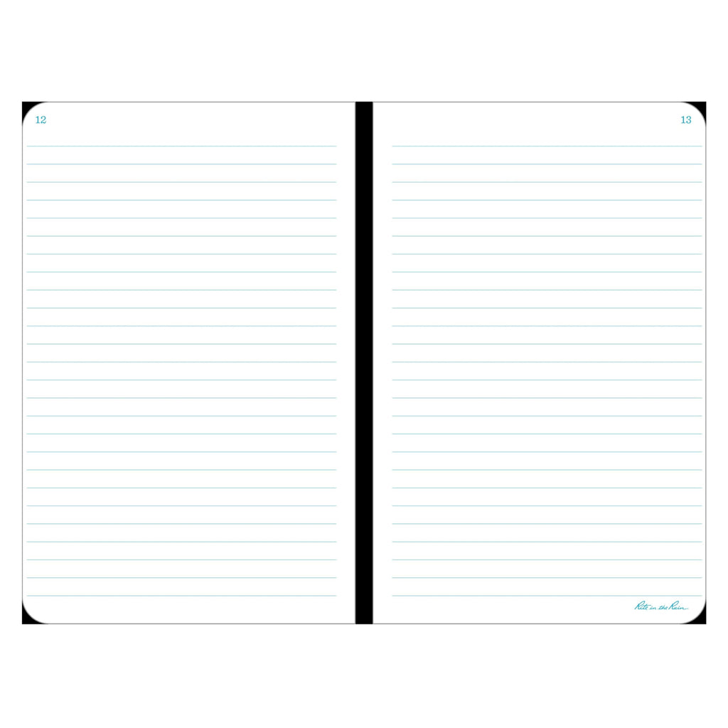 Rite in the Rain Weatherproof Hard Cover Notebook, 4.75" x 7.5", Black Cover, Universal Pattern (No. 770F)