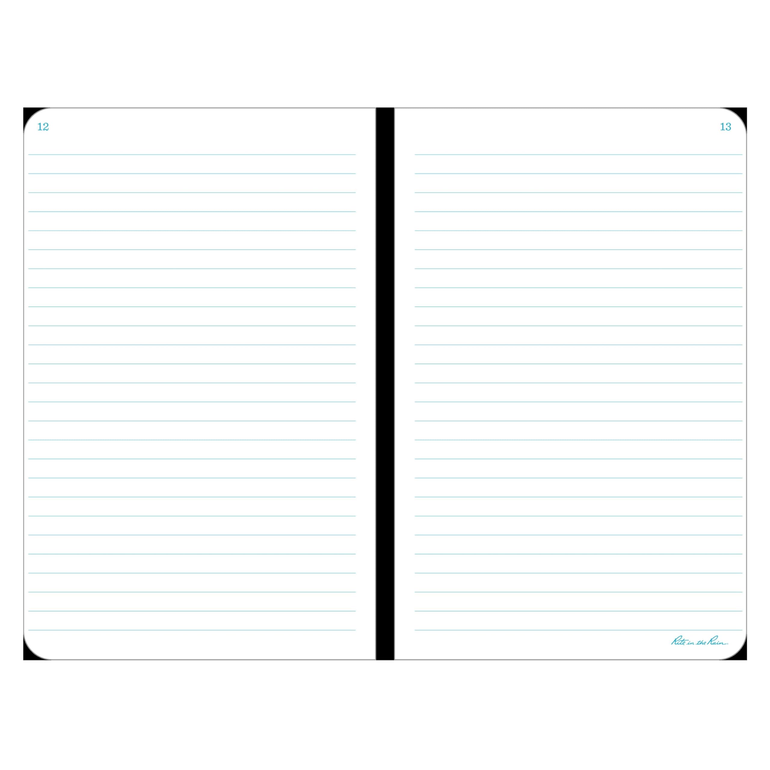 Rite in the Rain Weatherproof Hard Cover Notebook, 4.75" x 7.5", Black Cover, Universal Pattern (No. 770F)