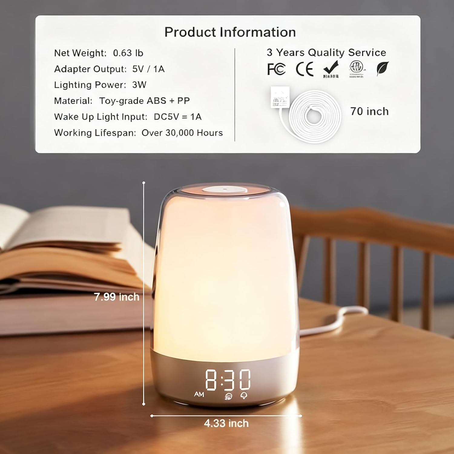 winshine Touch Wake Up Night Light with Sunrise Simulation Alarm Clock, 3 Ways Dimmable Warm White Bedside Lamp for Kid Bedrooms RGB Ambient Table Nightstand Light,Sleep Aid Snooze Timer Mode