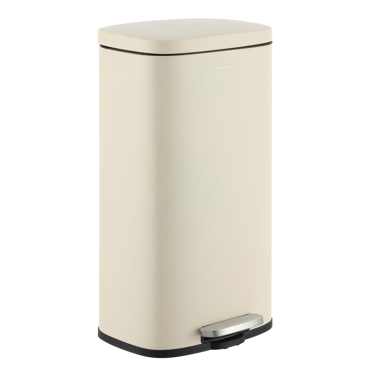 happimess HPM1011B Curtis 8-Gallon Step-Open Trash Can with Soft-Close Lid, Modern, Minimalistic, Fingerprint Proof for Home, Kitchen, Laundry Room, Office, Bedroom, Bathroom, Black