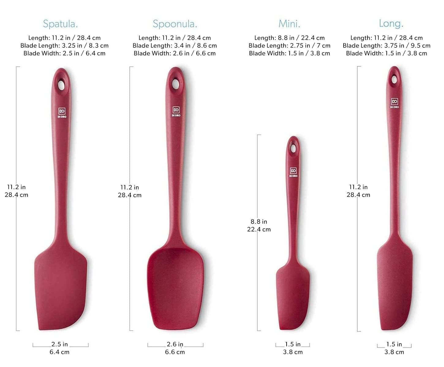 DI ORO Silicone Spatula Set - Rubber Kitchen Spatulas for Baking, Cooking, & Mixing - 600°F Heat-Resistant & BPA Free Silicone Scraper Spatulas for Nonstick Cookware - Dishwasher Safe (5pc, Black)