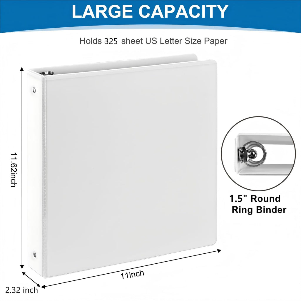 0.5 inch 3-Ring Binder, 1/2 inch Round Ring Binder with 2 Inside Pockets, Clear View Cover Binders Holds 8.5'' x 11''Paper，PVC Free, Pastel Color Binders for Office/Home/School Supply, 6 Pack