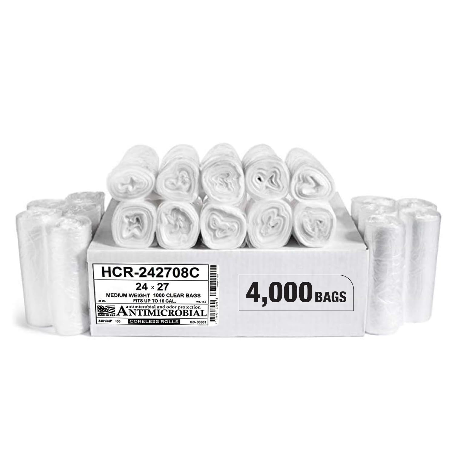 Aluf Plastics High Density Trash Bags, 10 Gallon, 4000 Count, 6 Micron (eq), 24" x 24", Black, for Bathroom, Office, Industrial, Commercial, Janitorial, Municipal, Recycling