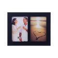4x6 2-Opening Collage Frame Black Wood | Two 4x6 openings, shatter-resistant glass, tabletop & wall mount