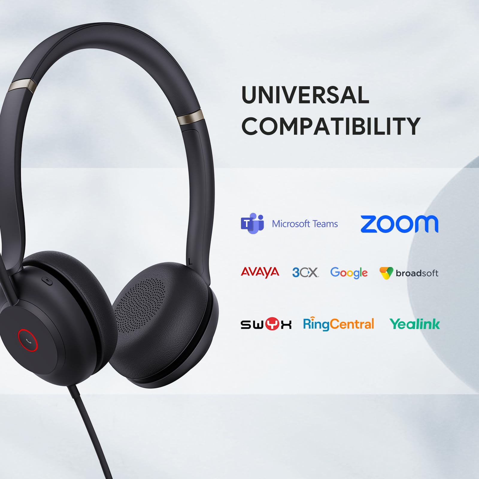 Yealink USB Wired Mono Headset,UH37 Computer Headset with Noise Cancelling Microphone,USB-A/C Call Center Headset for Teams,Zoom,Computer PC Laptop