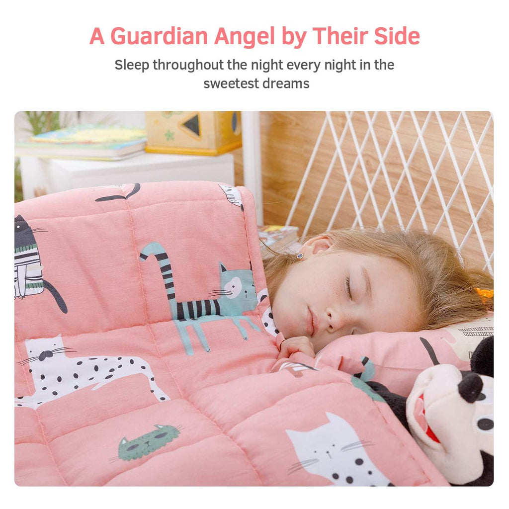 Mr. Sandman Weighted Blanket 3 Pounds Washable, Best for 20-40lb Breathable Cotton Heavy Blanket with Nontoxic Glass Beads - 36" x 48" Cute Cat