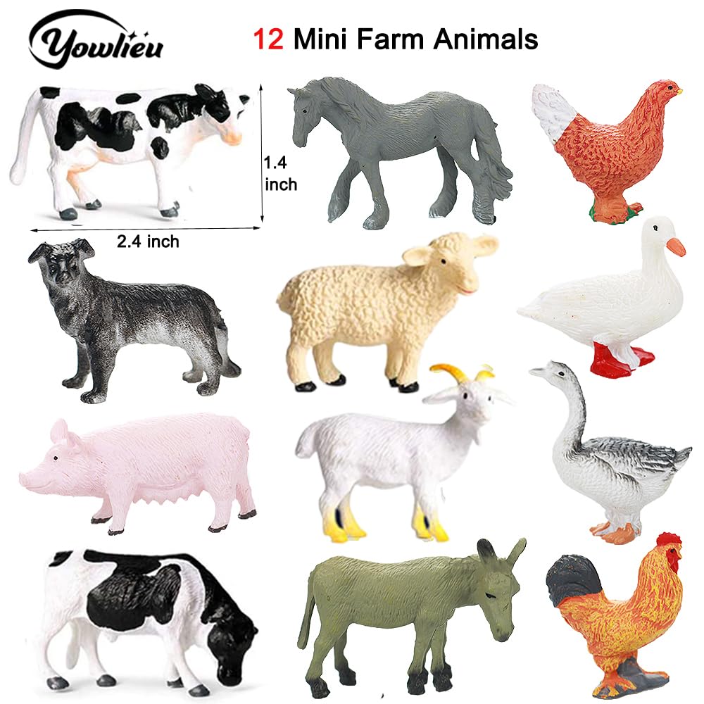 15 Pcs Mini Figures Toys Realistic Farm Animal Figurines, Plastic Learning Educational Playset Animal Themed Party Supplies Cake Topper Ornaments for Easter Egg Birthday Christmas