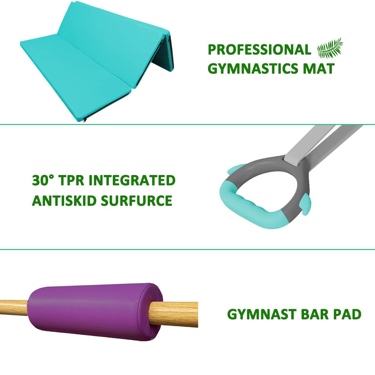 Foldable & Moveable Gymnastics Horizontal Bar with Rings,3’to 5’Adjustable Height Expandable Junior Kip Bar for Home,Indoor Gym Equipment for Kids