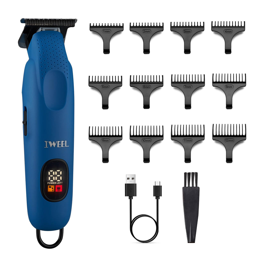 IWEEL Professional Beard Trimmer for Men - Electric Hair Clippers, Zero Gapped T-Blade Edgers, Cordless Rechargeable Mustache Trimmer Grooming Kit for Body
