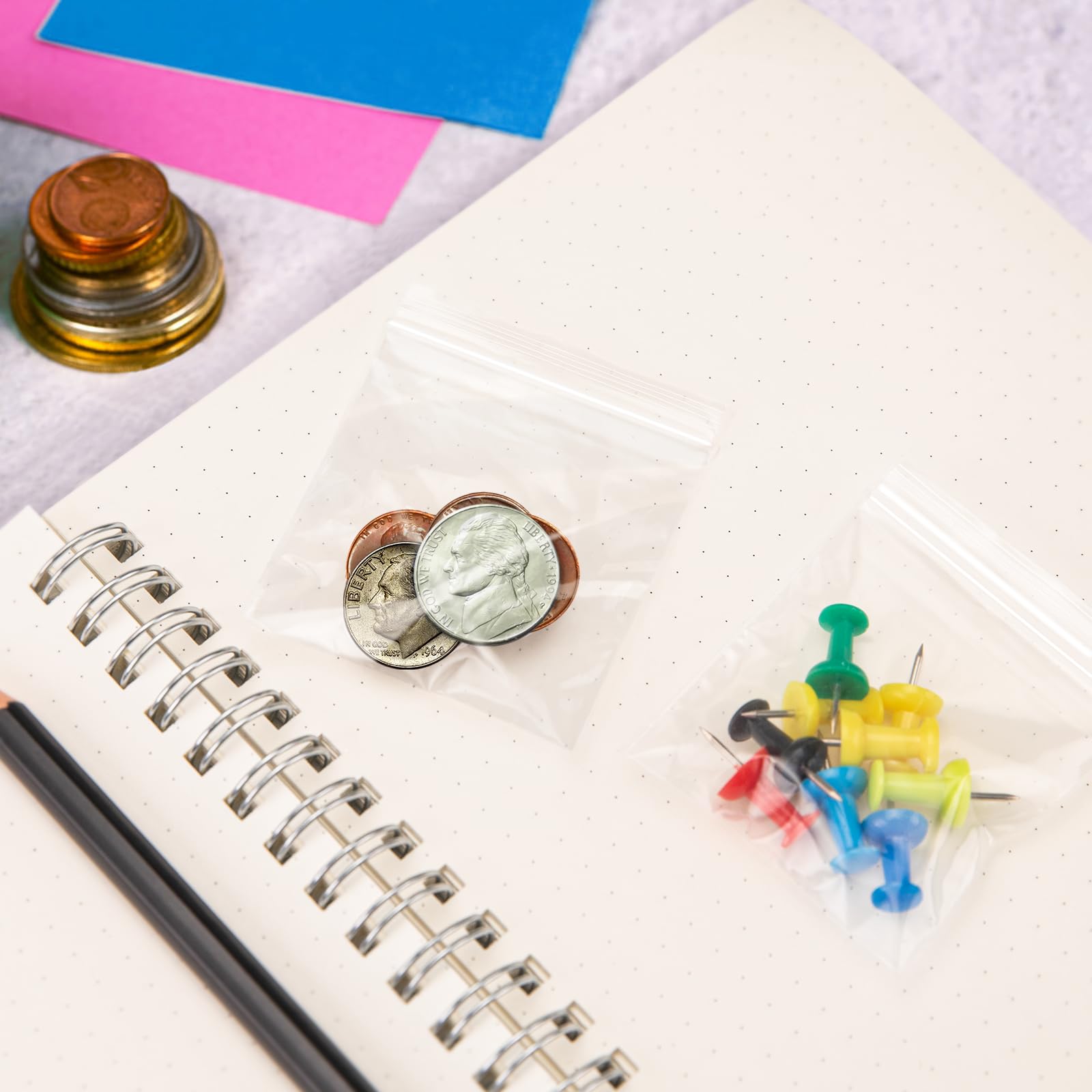 1200pcs 1.5" x 1.5" 2 Mil Clear Plastic Zip Bags, Bulk Jewelry Bag, Poly Bags with Resealable Zip Top for Pills, Meds, Jewelry, Travel, Storage, Packaging, Shipping