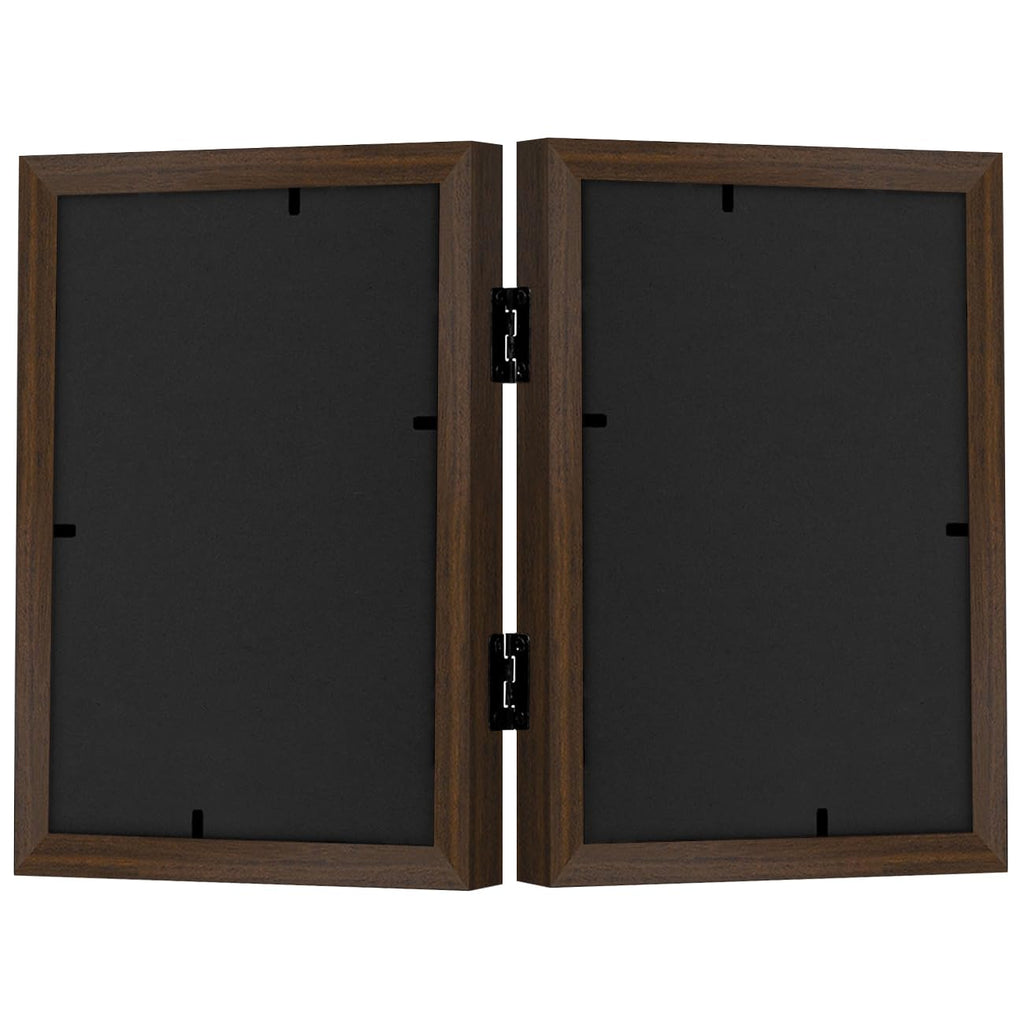 Americanflat Hinged 4x6 Picture Frame with Shatter-Resistant Glass - Double Picture Frames with Engineered Wood - Signature Collection - Photo Frame for Tabletop Display - Black