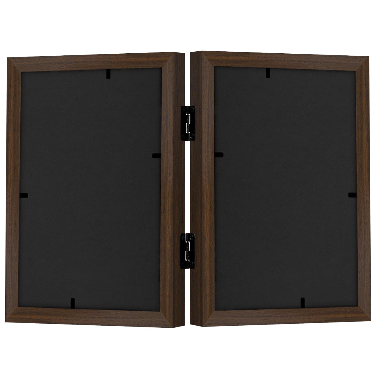 Americanflat Hinged 4x6 Picture Frame with Shatter-Resistant Glass - Double Picture Frames with Engineered Wood - Signature Collection - Photo Frame for Tabletop Display - Black