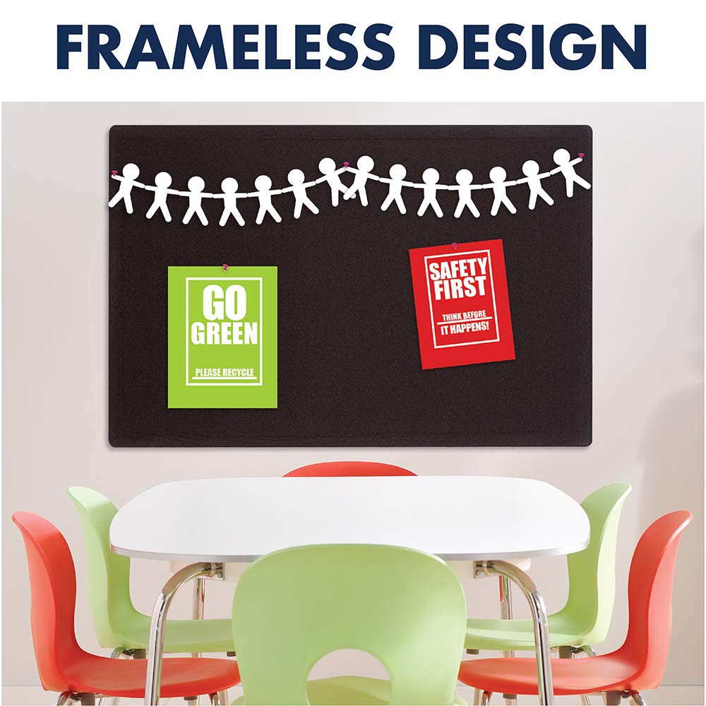 Quartet Bulletin Board 48"W x 36"H Fabric Cork Board Alternative for Office School or Home Décor, Black (7684BK)