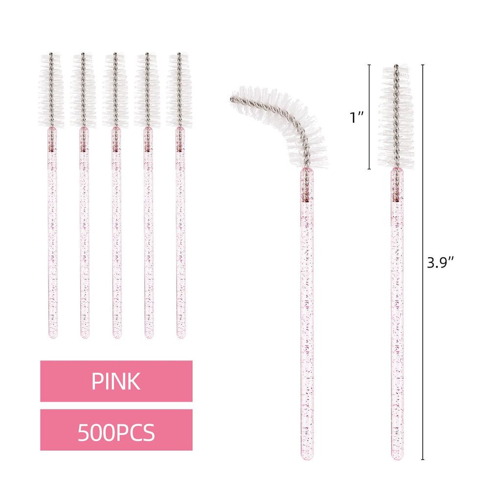 Tbestmax 500 Disposable Mascara Wands Eyelash Brush Spoolies for Eyebrow Eye Lash Extension, Makeup Brushes Applicators Kits - 5 Colors