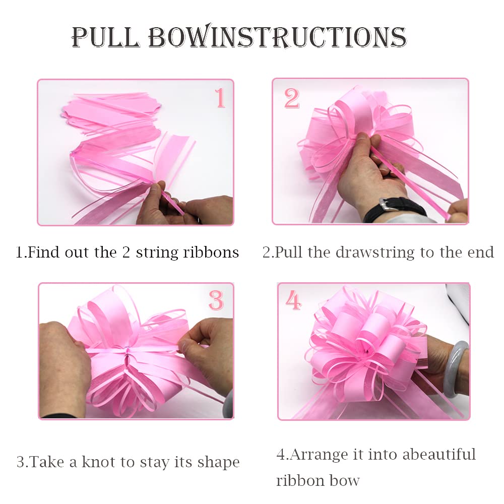 6 PCS Large Pull Bows,Bow for Gift Wrapping,6 inches,Christmas Party Birthday Gift Wedding Ribbon Bows for Wrapping Boxes or Flower Decorations, Valentine's Day Gift Decorations