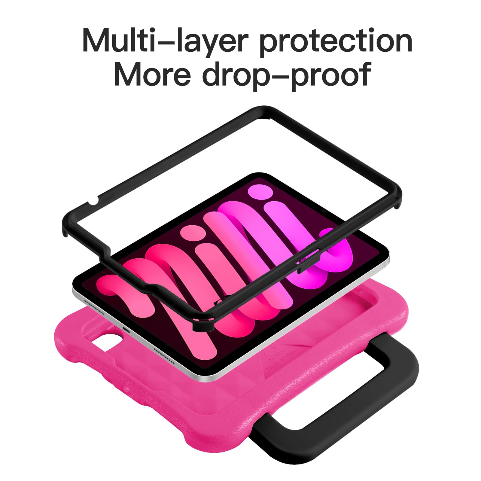 Kids Case for iPad mini 7 (A17 Pro) 2024 /iPad Mini6 2021, Light Weight Heavy Duty/Shockproof/Drop Proof with Handle/Kickstand, Child Friendly Cover for iPad mini 7th/6th Gen 8.3inch (red)
