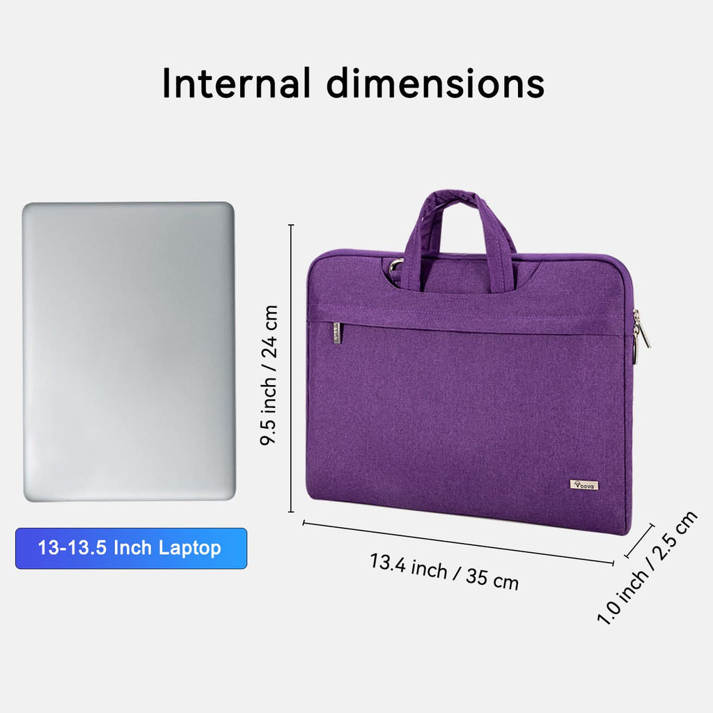 Voova Laptop Bag 13 14 Inch, Waterproof Computer Sleeve Carrying Case with Shoulder Straps & Handle Compatible with Macbook Air 13 M2/M3/M4, MacBook Pro 13/14, HP Dell Lenovo Chromebook 14, Black