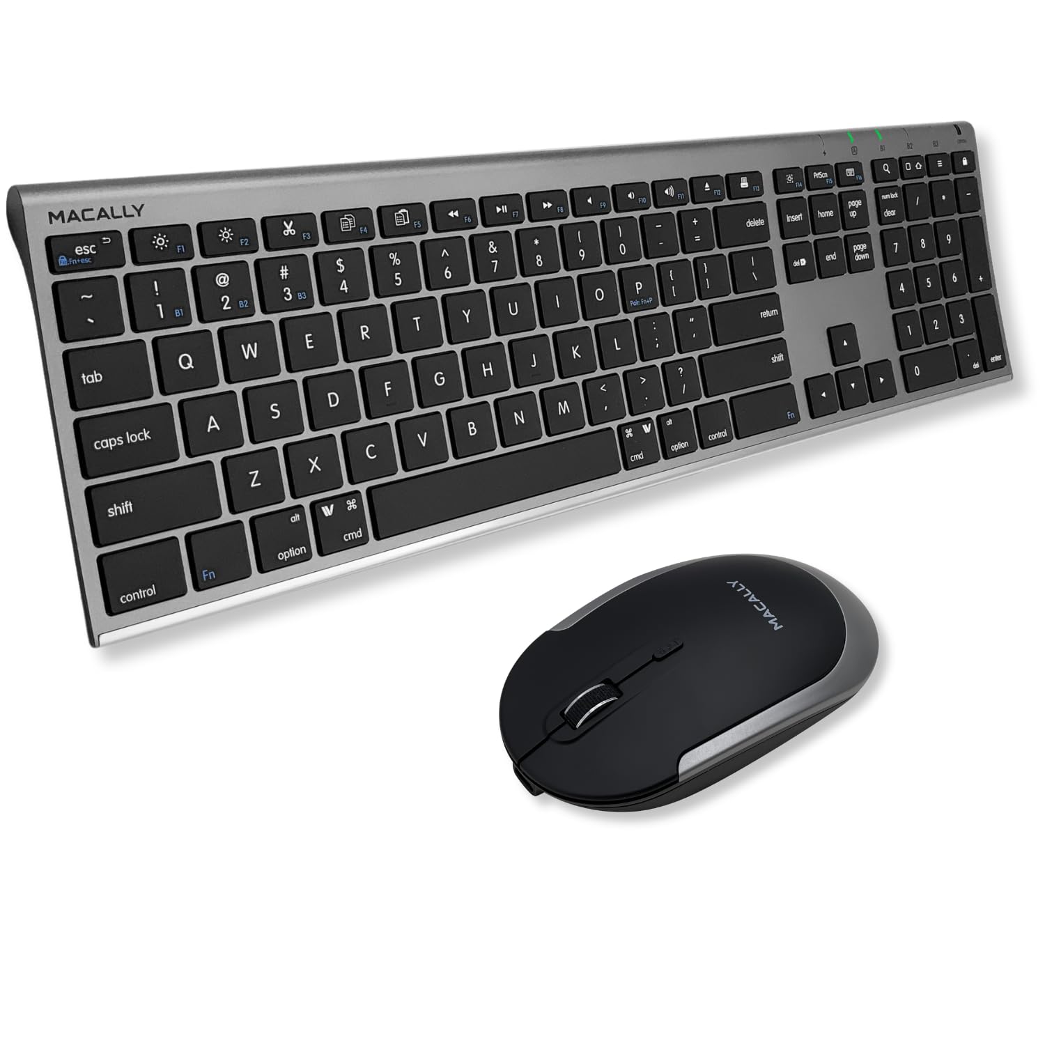 Macally Premium Bluetooth Keyboard and Mouse for Mac | Compatible Wireless Apple Keyboard and Mouse Combo (110 Keys Multi-Device Rechargeable) for MacBook Pro/Air and iMac