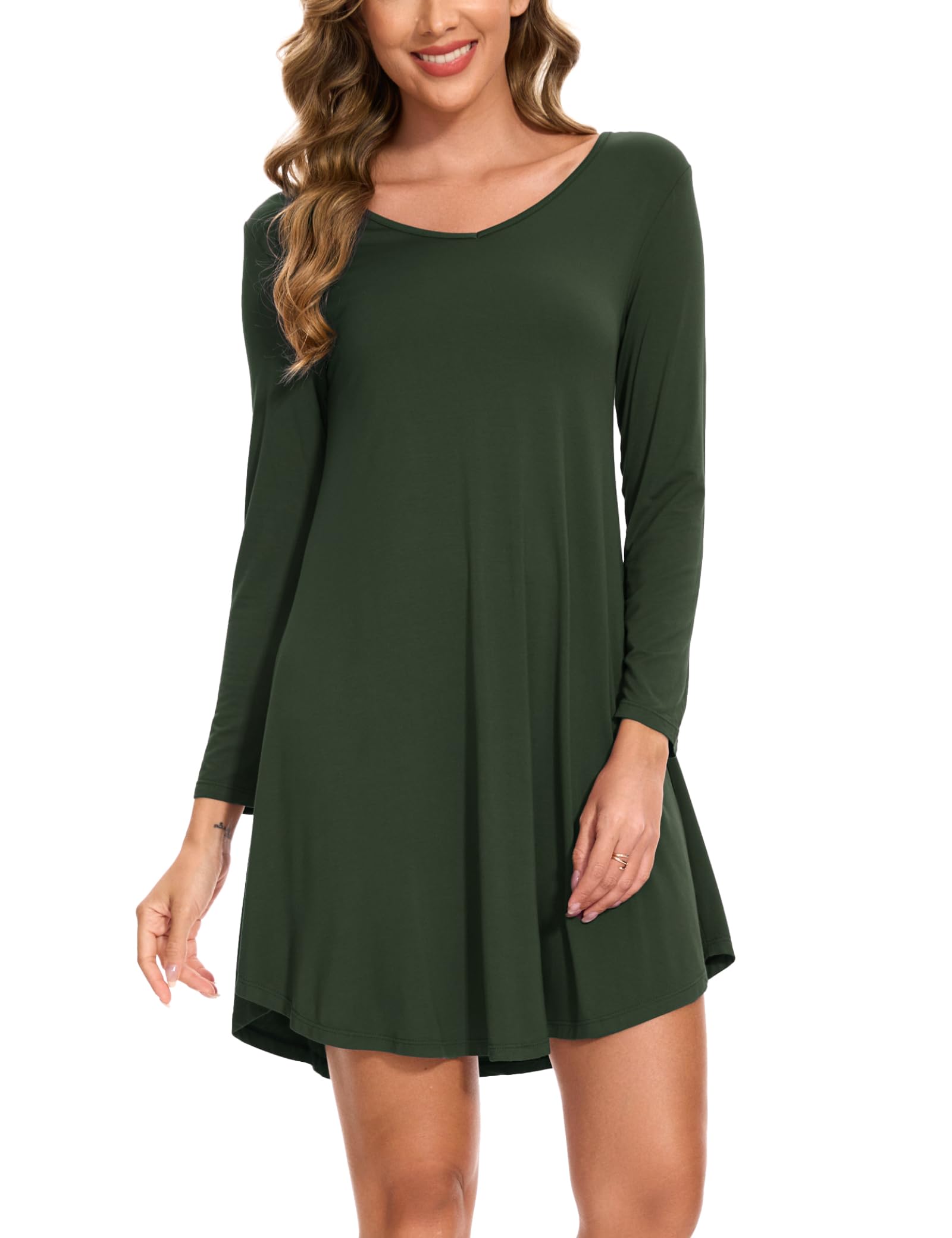 GYS Womens Bamboo Viscose Nightgown Super Soft Lightweight Night Shirts for Sleeping