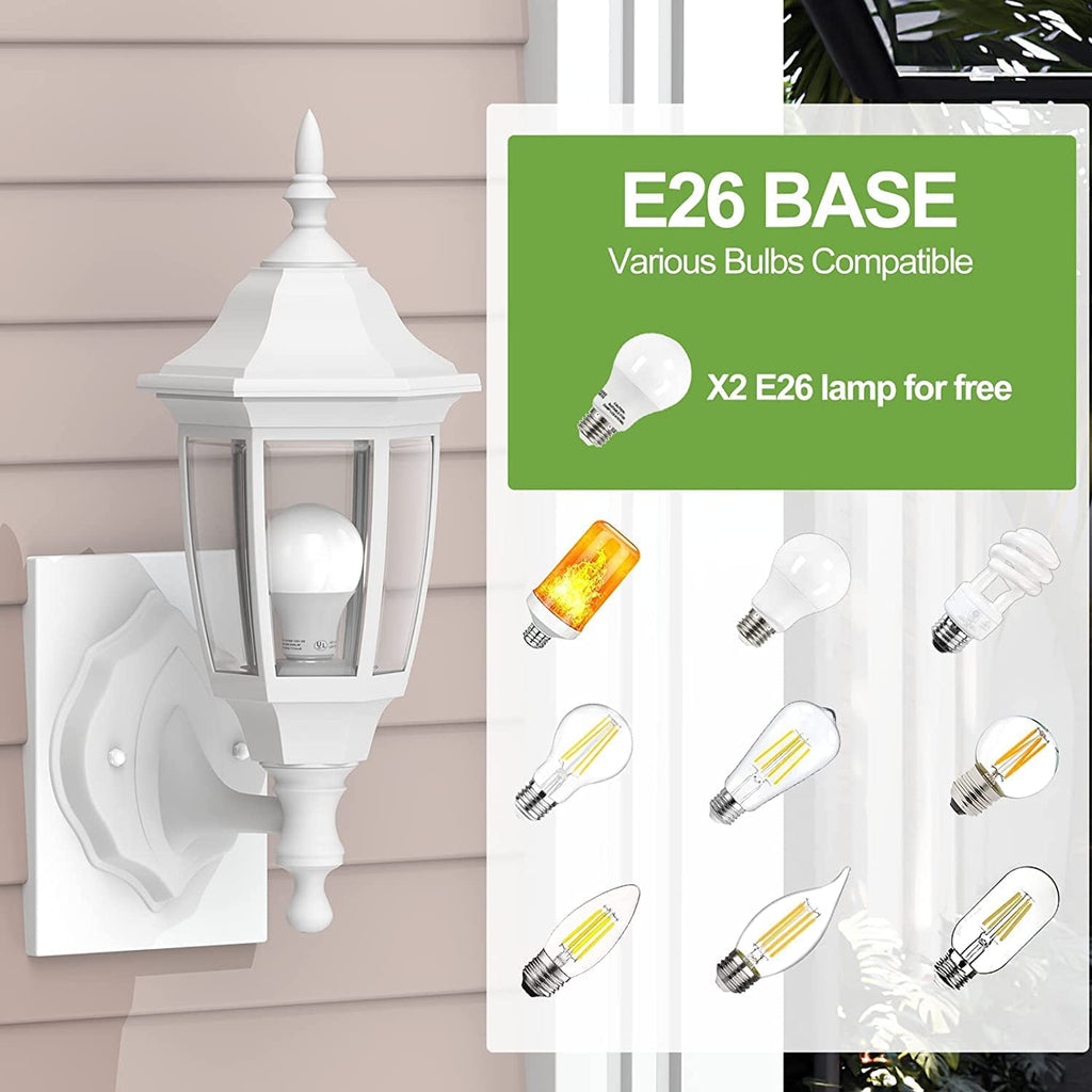 EMART Dusk to Dawn Plastic Outdoor Wall Light Fixtures with Bulbs, Waterproof and Anti-Corrosion Porch Sconces, Exterior Lanterns Wall Mount Lamp for Outside, Garage, Front Door, Patio, 1 Pack, Black