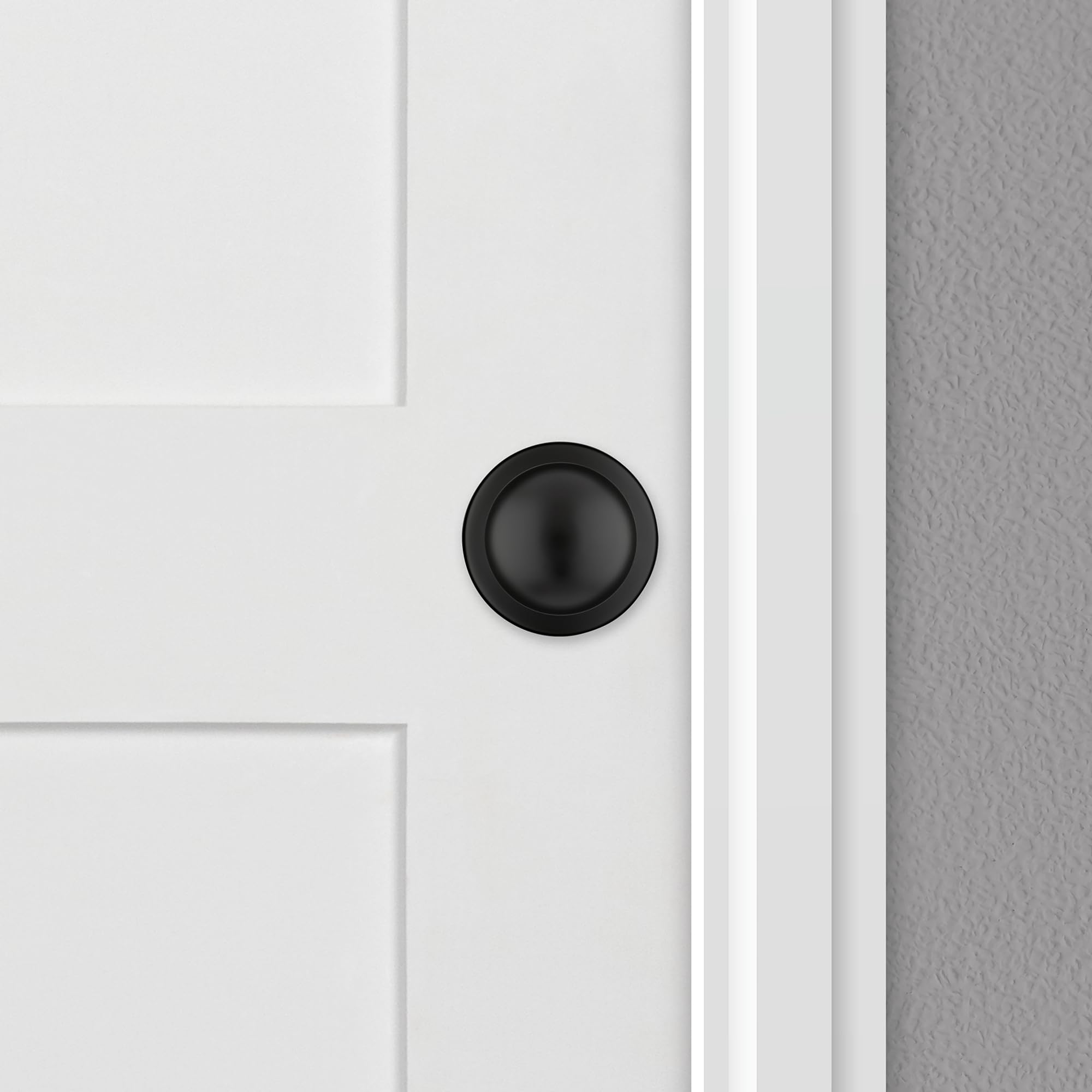 Kwikset Polo Dummy Door Knob, Single Sided Handle for Closets, French Double Doors, and Pantry, Matte Black Non-Turning Interior Push/Pull Door Knob, with Microban Protection