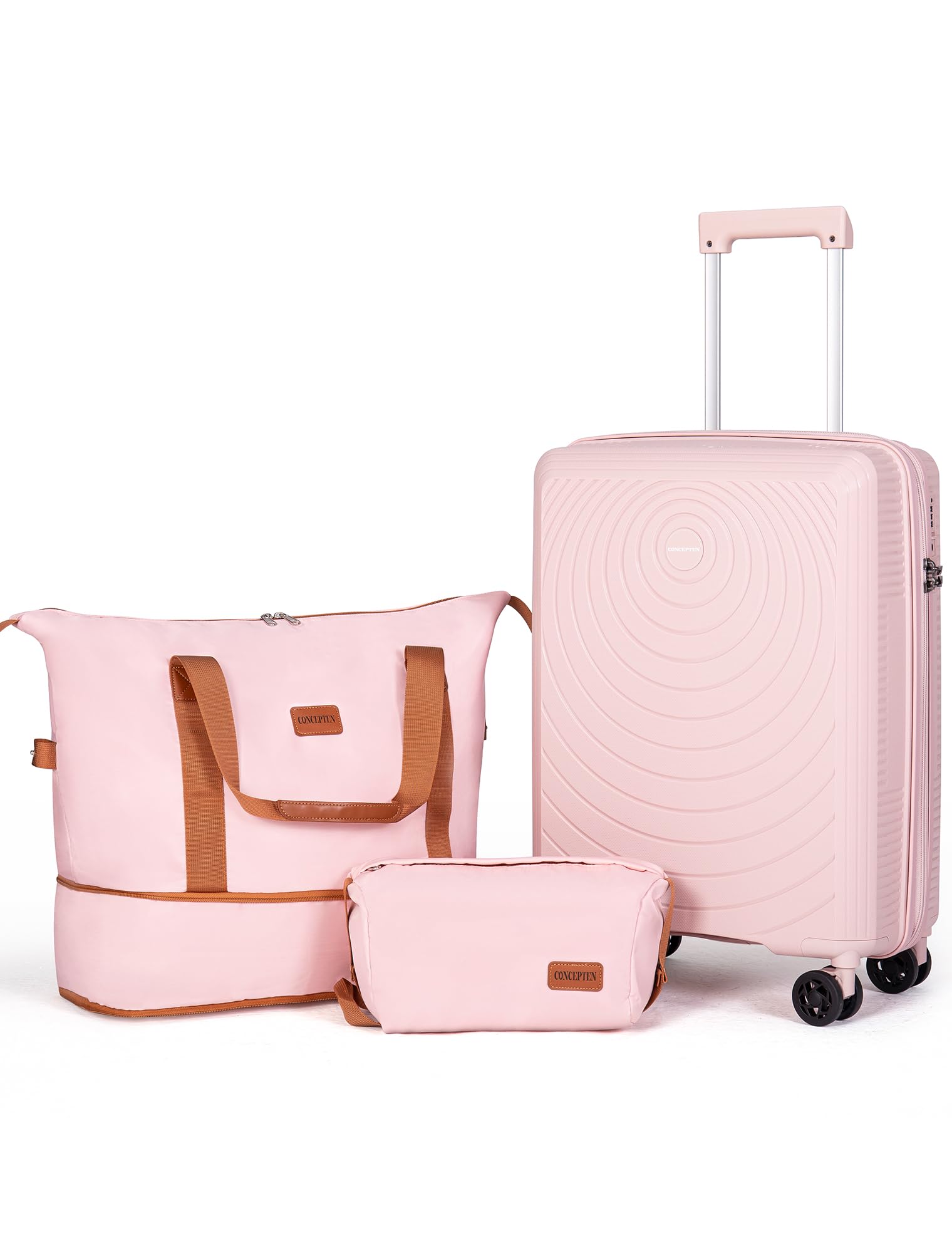 CONCEPTEN Luggage Sets,Suitcases with Wheels, Hardshell Suitcase Set, PP Carry on Luggage Set with TSA Lock, Travel Luggage (Black, Bag Type)