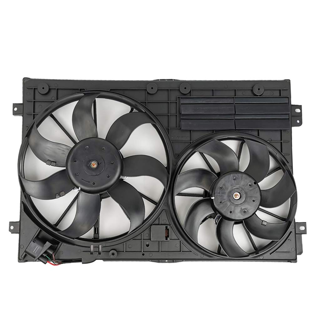 VW102 Replacement Dual Radiator & Condenser Cooling Fan Assembly for Volkswagen Jetta 2.0L VW Tiguan for Audi A3 TT
