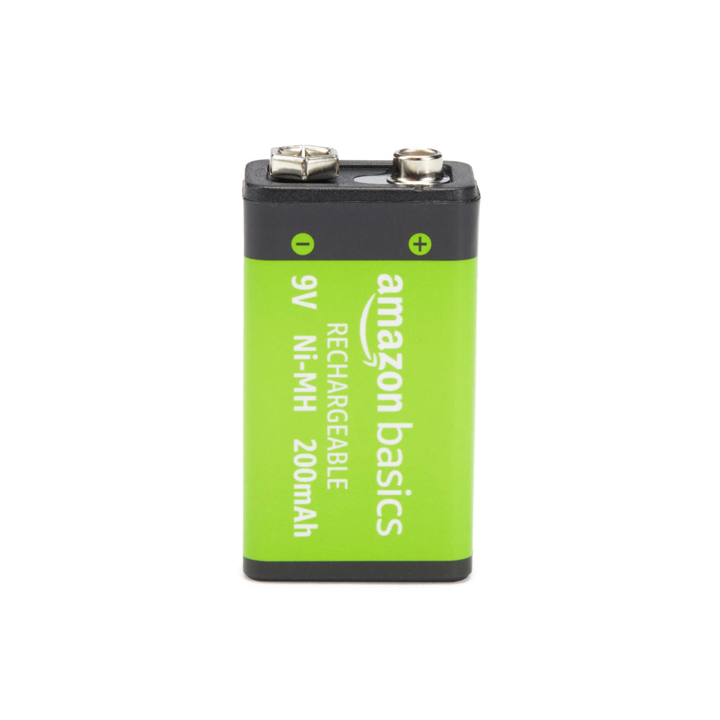 Amazon Basics 4-Pack Rechargeable 9 Volt Ni-MH Batteries, 200 mAh, Pre-Charged, Long Lasting Power, Recharge up to 1000x Times