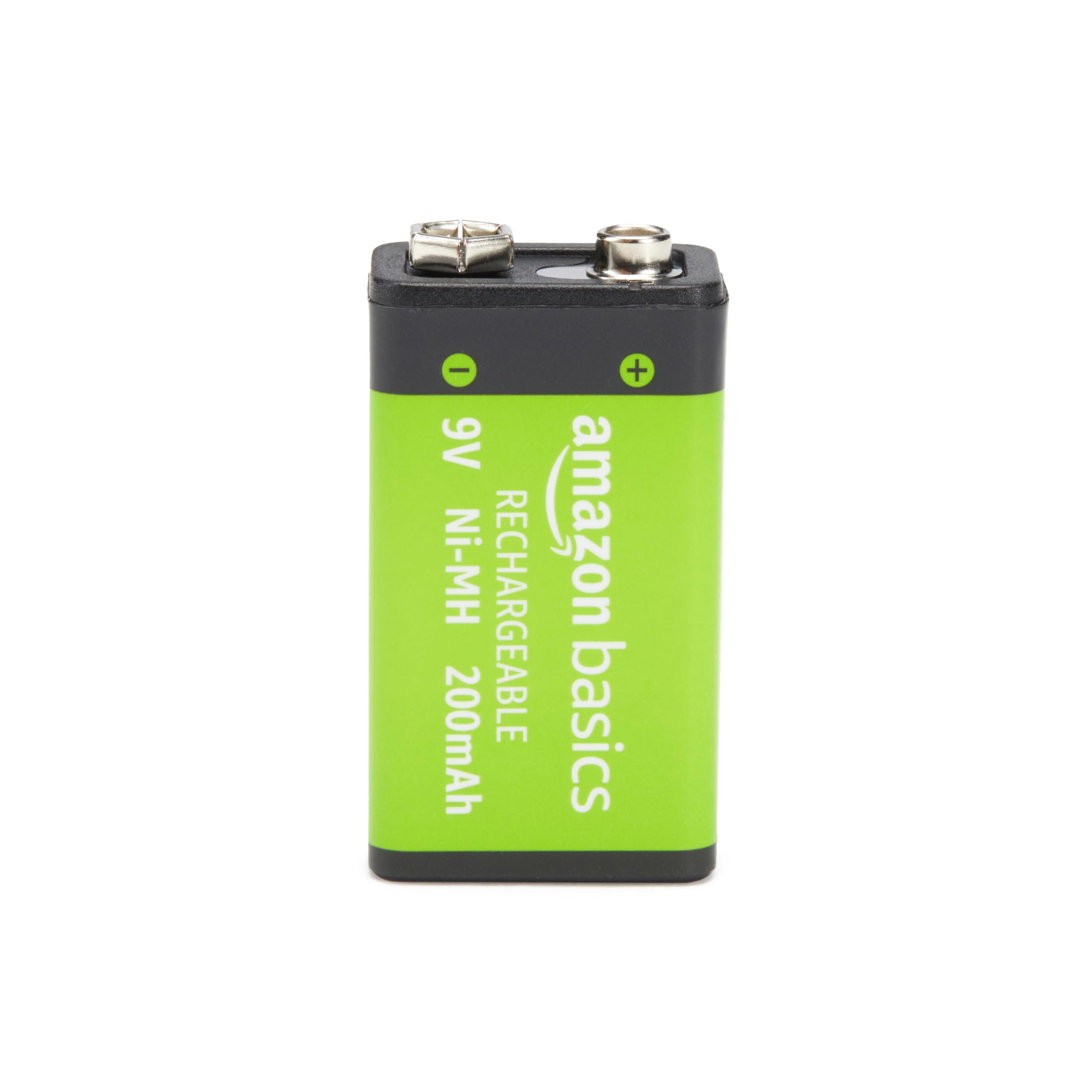 Amazon Basics 4-Pack Rechargeable 9 Volt Ni-MH Batteries, 200 mAh, Pre-Charged, Long Lasting Power, Recharge up to 1000x Times